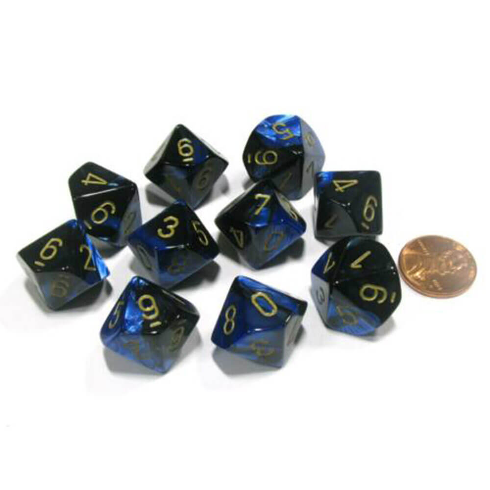 Chessex D10 Polyedrisches Gemini-Set mit 10 Würfeln