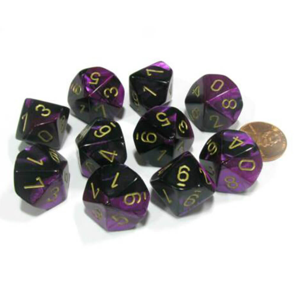 Chessex D10 Polyedrisches Gemini-Set mit 10 Würfeln