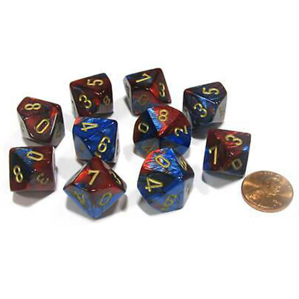 Chessex D10 Polyedrisches Gemini-Set mit 10 Würfeln