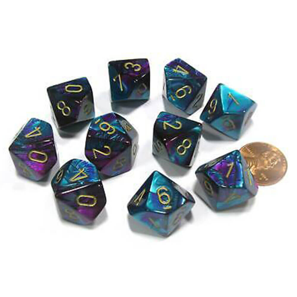 Chessex D10 Polyedrisches Gemini-Set mit 10 Würfeln