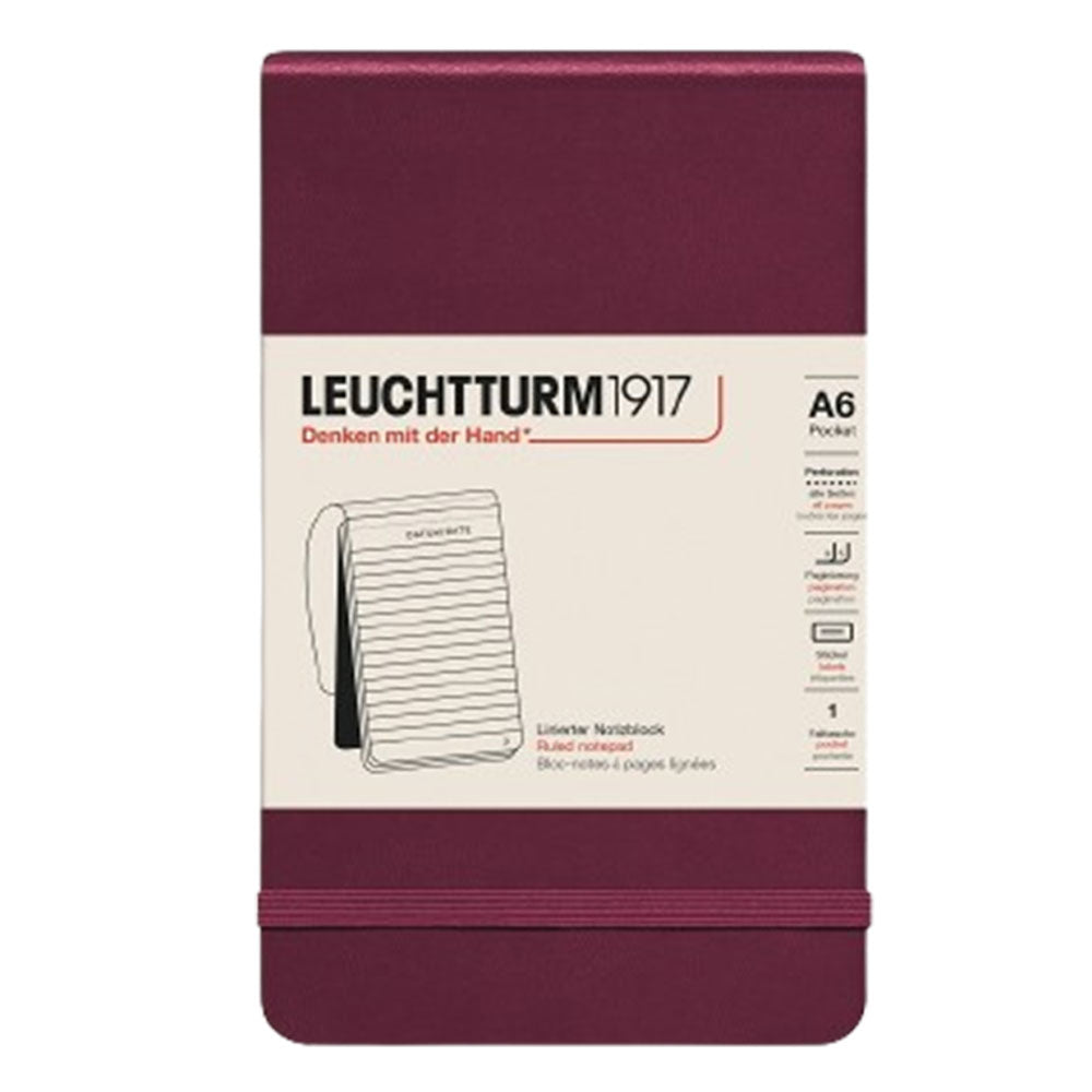 レポーターA6 184ページのポケットメモ帳(ポートレッド)