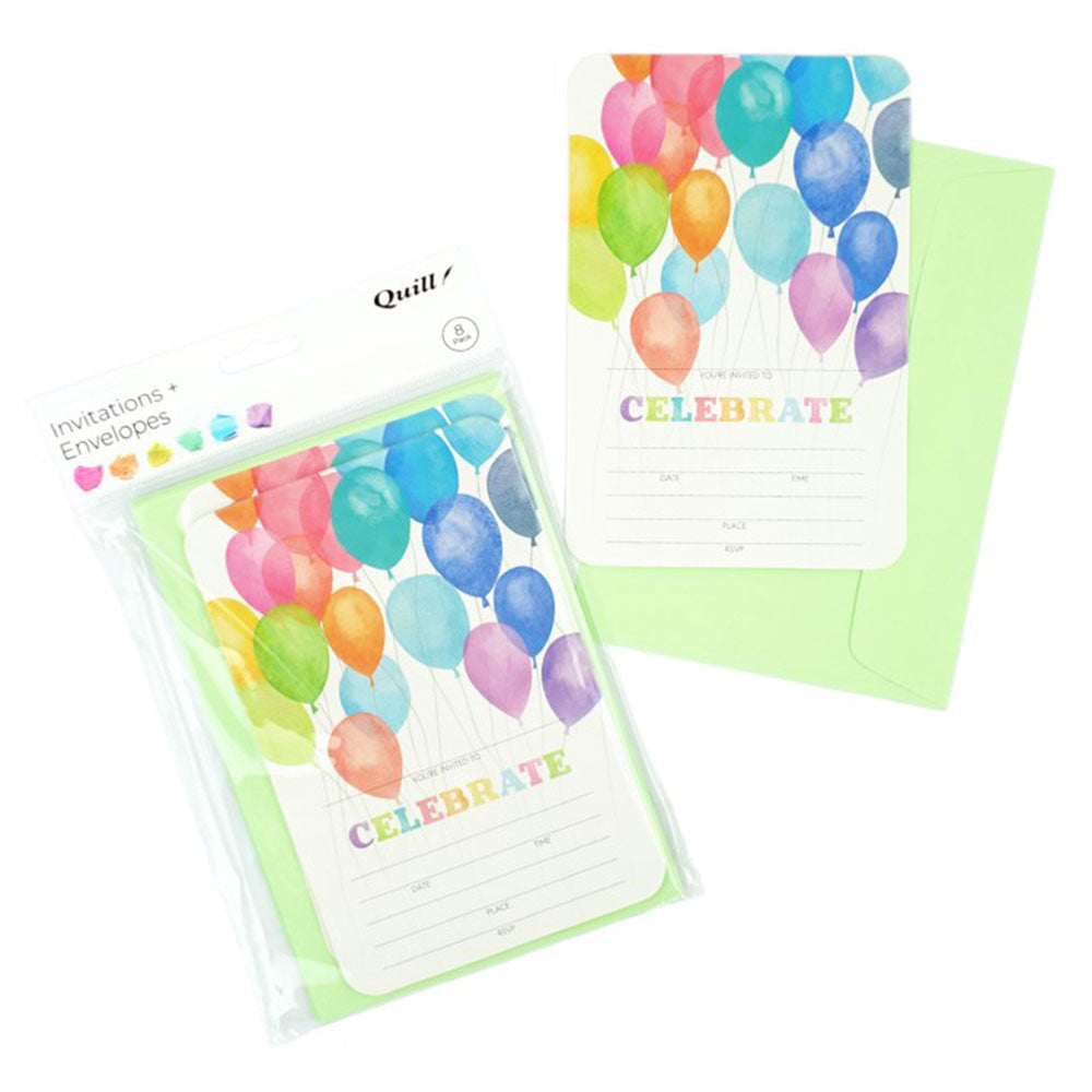 Quill Party Invitation Card&Envelope 8pk
