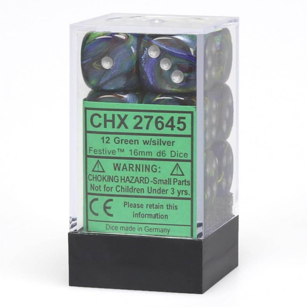 D6 Würfel Festlich 16mm (12 Würfel)