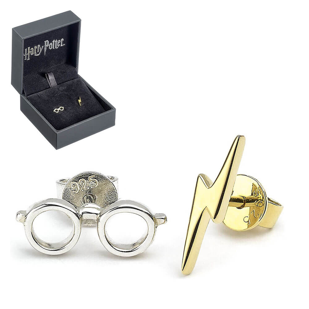 HPシルバーイヤリングライトニングボルト&グラススタッド