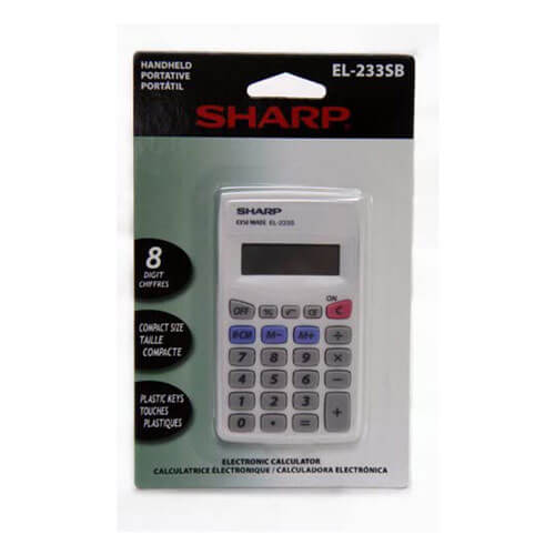 Sharp 8 Digit Battery Calculator (White)