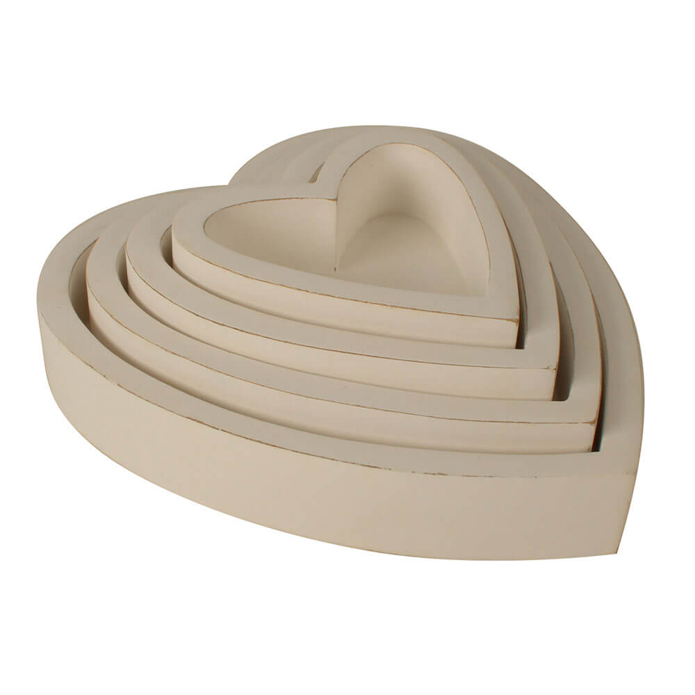 Harmony Mango Wood Heart Box (sett med 4)