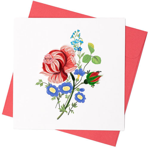 Red Quilled Greeting Card (15x15cm)