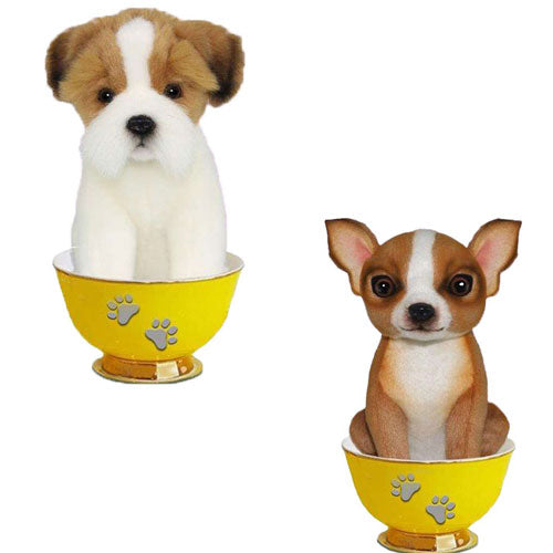 Realistic Dog Tea Cup Plush Toy 15cm