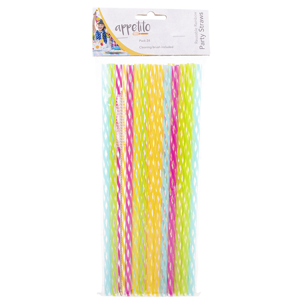 Appetito Reutilable Party Straws com Brush 24pcs