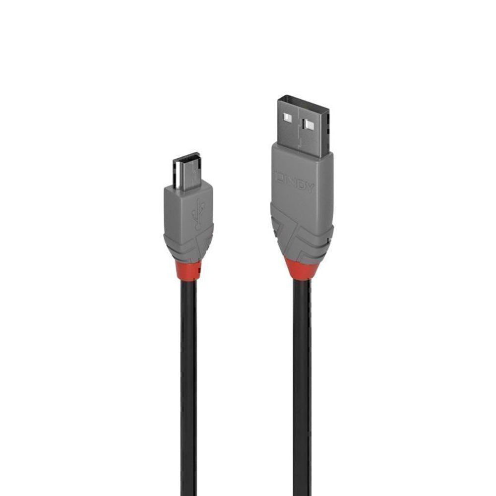 Lindy USB-A 2.0 till Mini-B-kabel Anthra-linjen