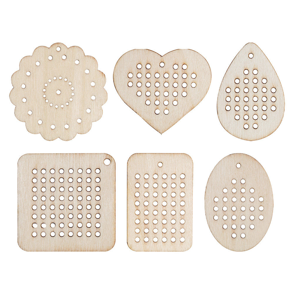 Wooden Threading Shapes Asst 30pk