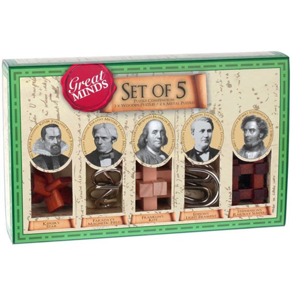 Great Minds Wood & Metal Brainteaser Puzzle 5PCS