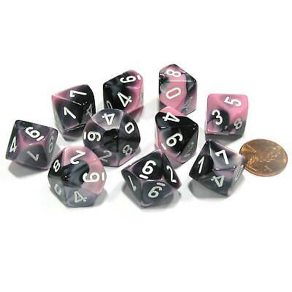  Chessex D10 Polyedrisches Gemini-Set mit 10 Würfeln