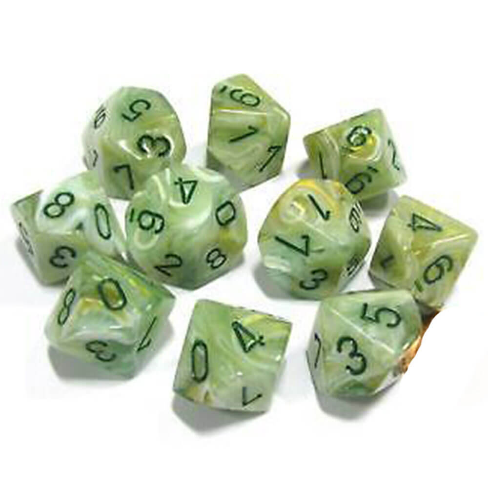 Chessex D10 polyhedral 10-die marmoruppsättning