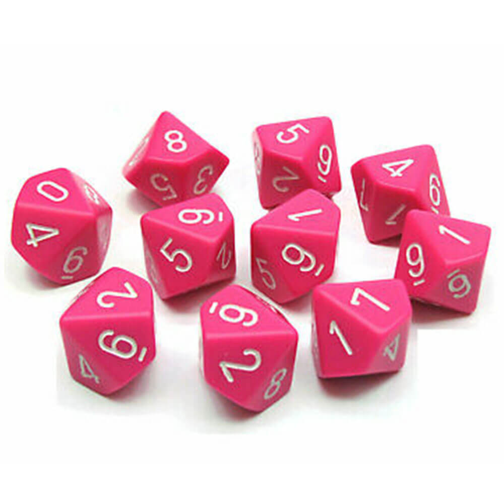 Chessex D10 Polyhedral 10-Die uigennemsigtig sæt