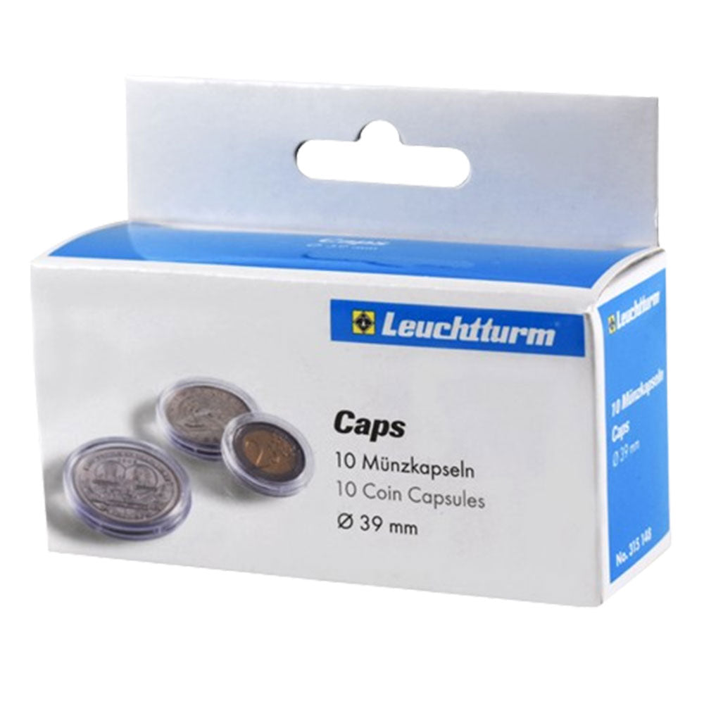 Cápsulas de monedas Leuchtturm 10pk (del tamaño 30-39)