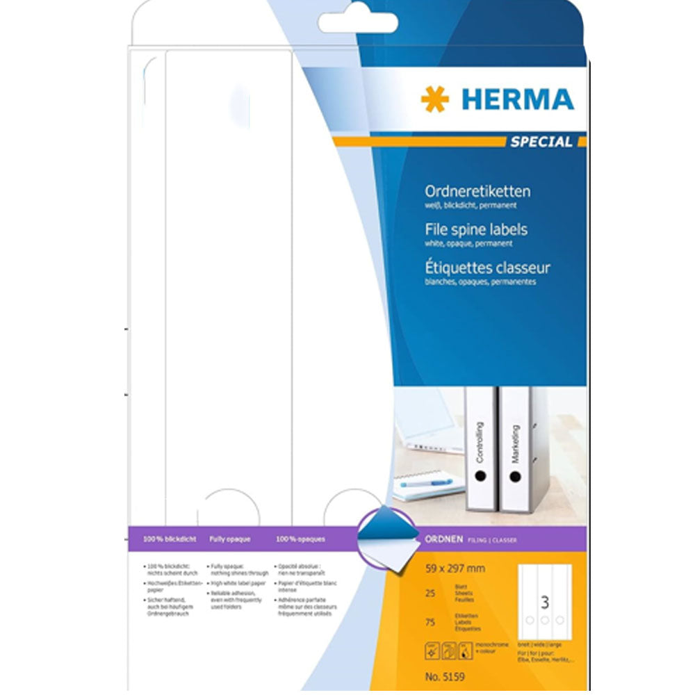 Herma File Spine Labels A4 25pc (White)