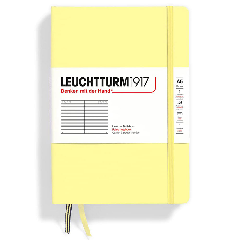 Leuchtturm twarda okładka rządzona notebookiem A5 (żółty)