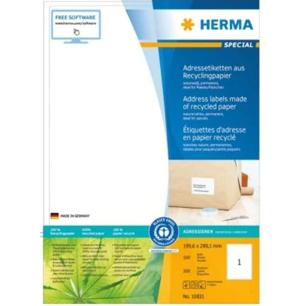 Herma Recycled Paper Labels A4 100pc (White)