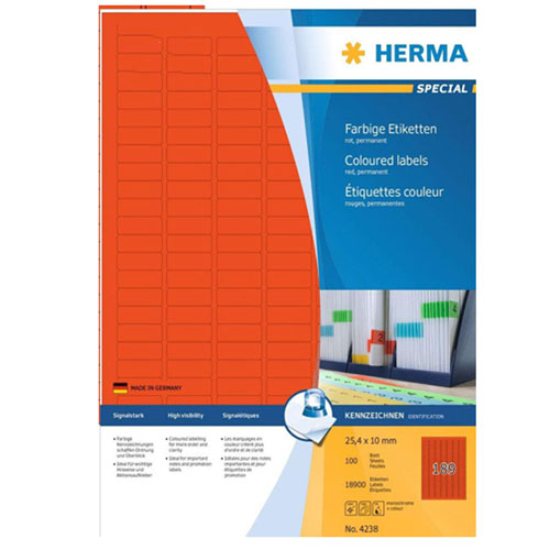 Herma Coloured Labels A4 100pc (25.4x10mm)