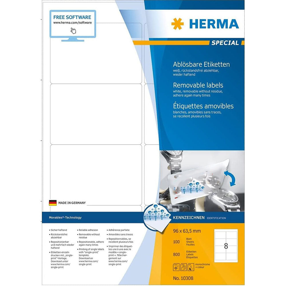 Herma Removable Labels A4 100pc（白）