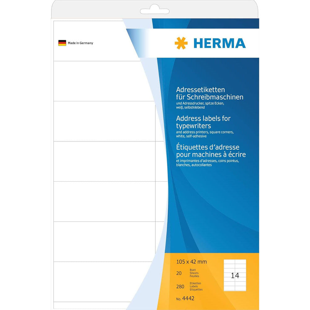 HERMA Typewriter Adressetiketter A4 White 20 st