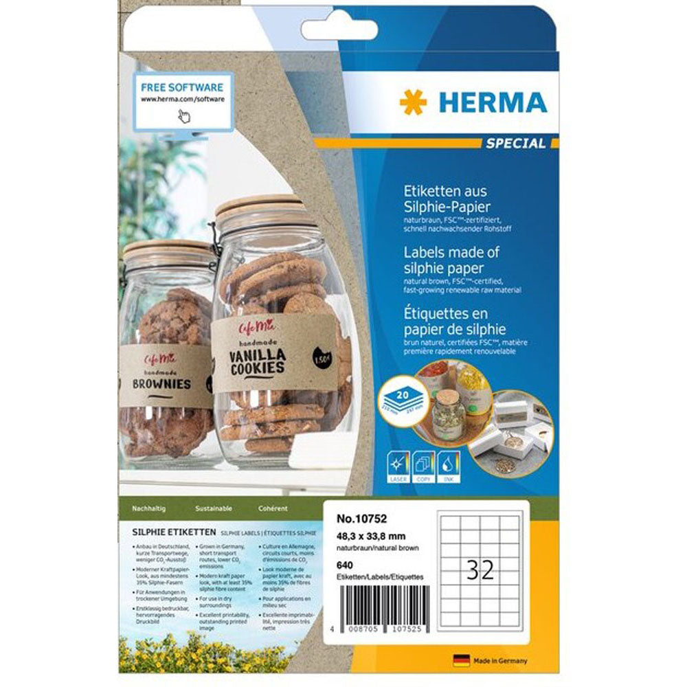 Herma Silphie Papiretiketter A4 20pc (Natural)