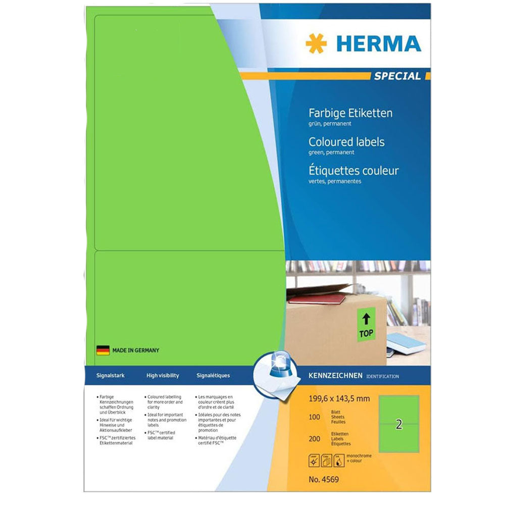 Herma Coloured Labels A4 100pc (199.6x143.5mm)