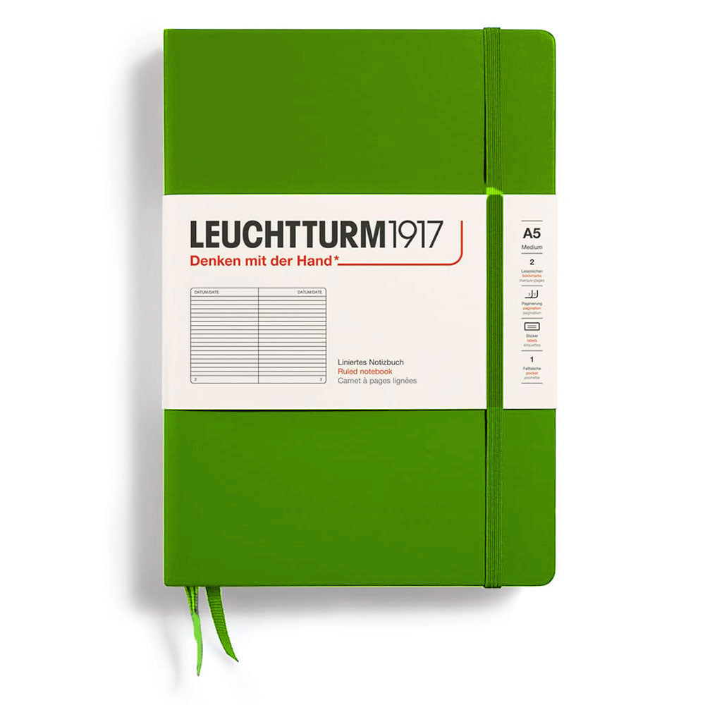 Leuchtturm twarda okładka rządzona notebookiem A5 (zielony)