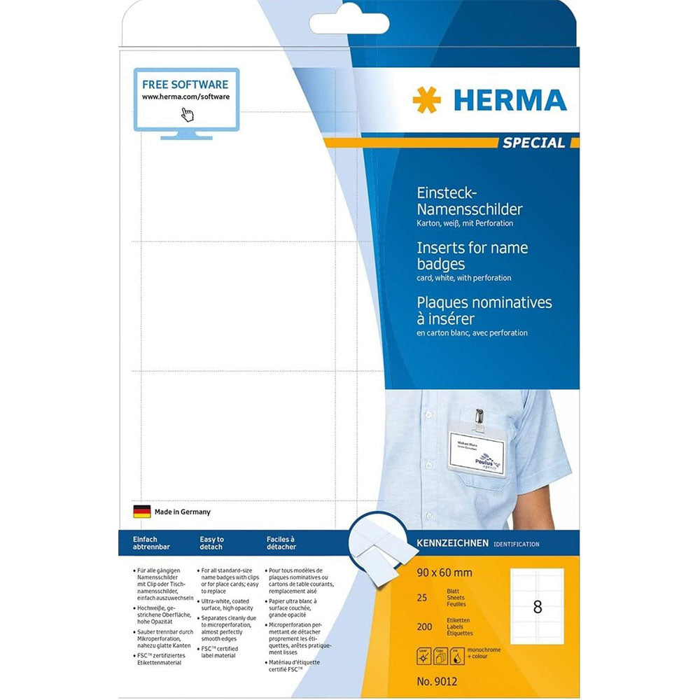 HERMA INSERTS TIL NAME BADGES A4 25PK