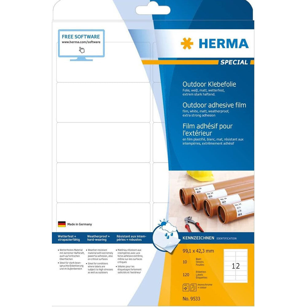 Herma Outdoor Film Etyels A4 10pc (White)