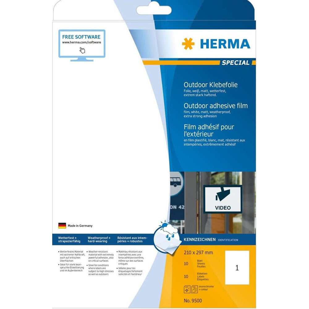 Herma Outdoor Film Etyels A4 10pc (White)