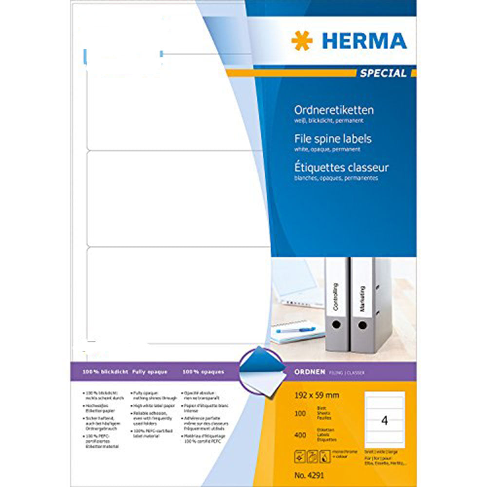 Herma File Spine Opaque Etiketter A4 100 st (vit)