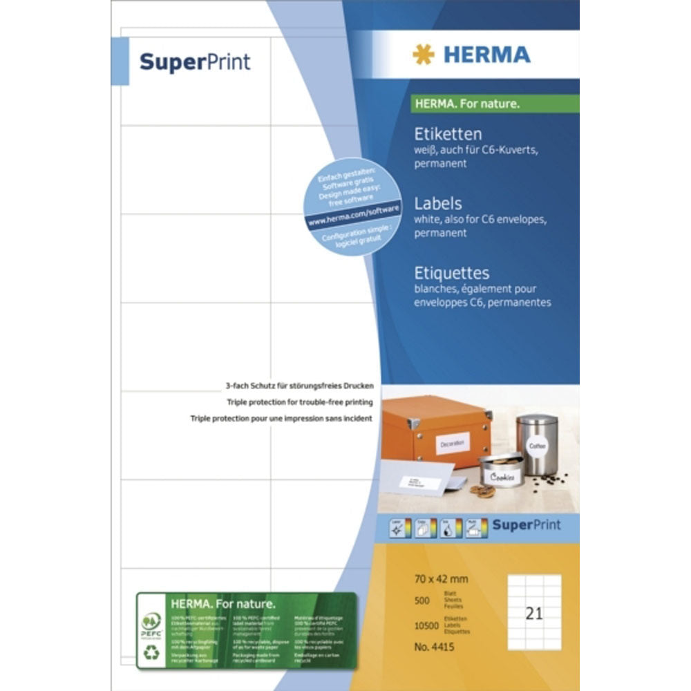 HERMA Premium -mærker A4 70mm 500 pct