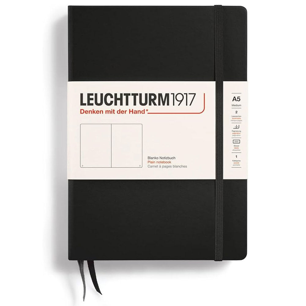 Leuchtturm Leather A5 Notebook 251pg (sort)