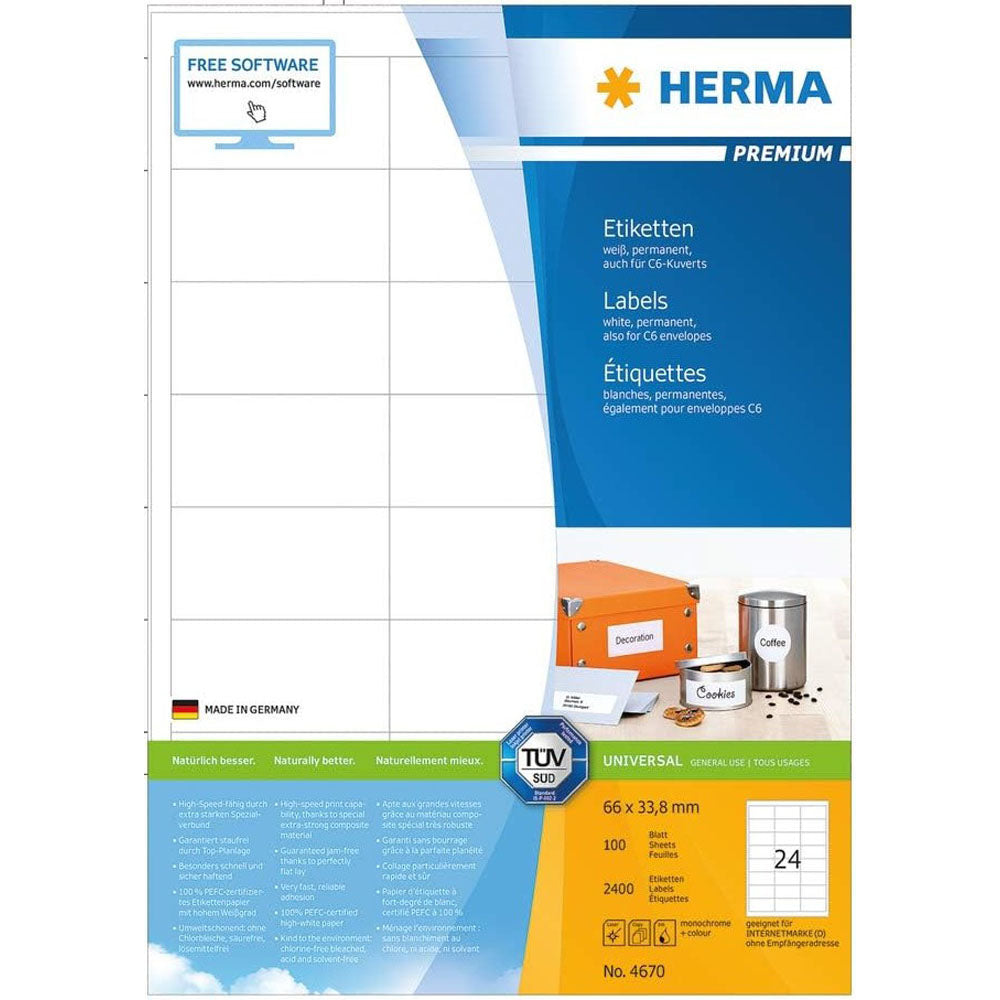 Herma Premium Labels A4 66mm 100 st