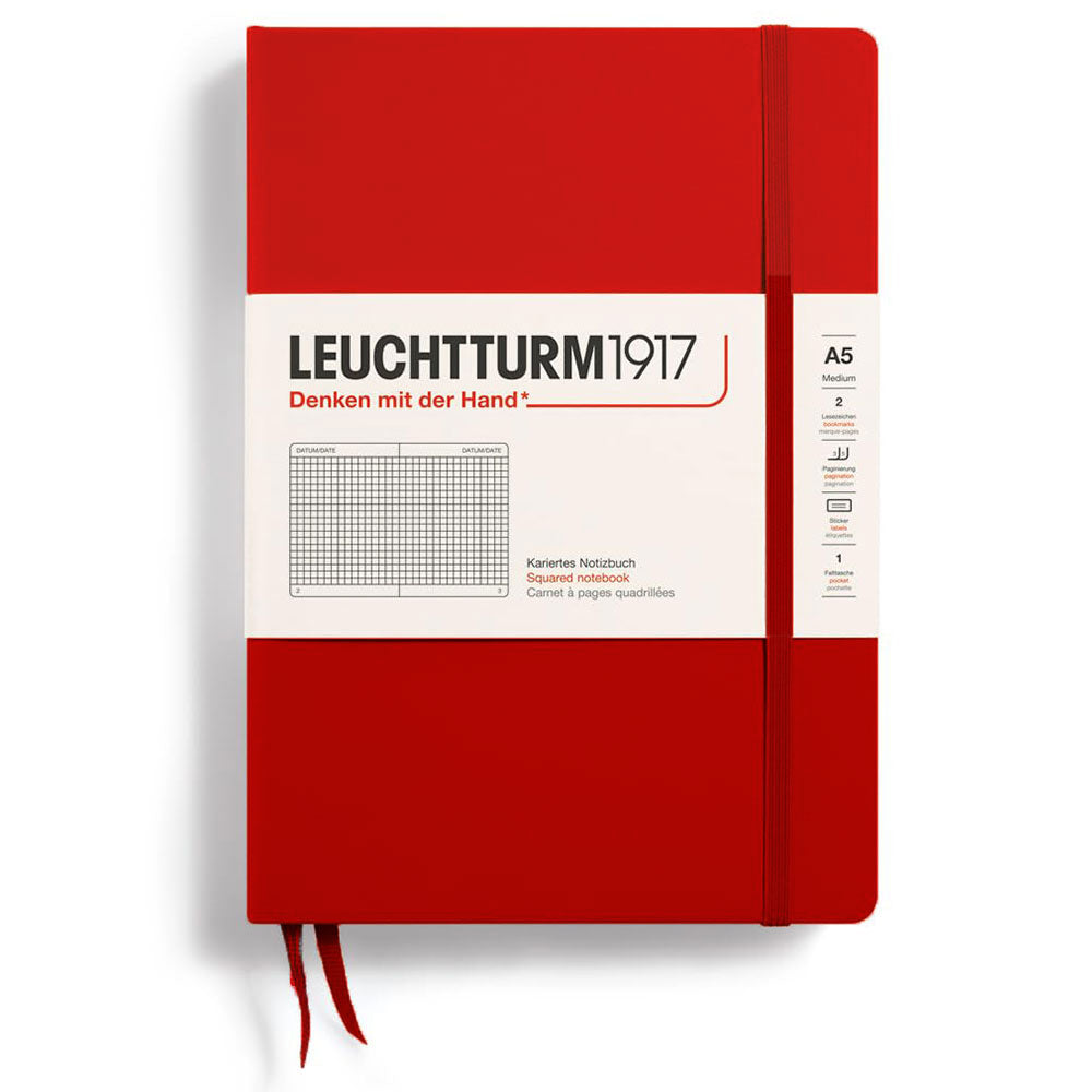 Leuchtturm Hardcover Squared Notebook A5 (röd)