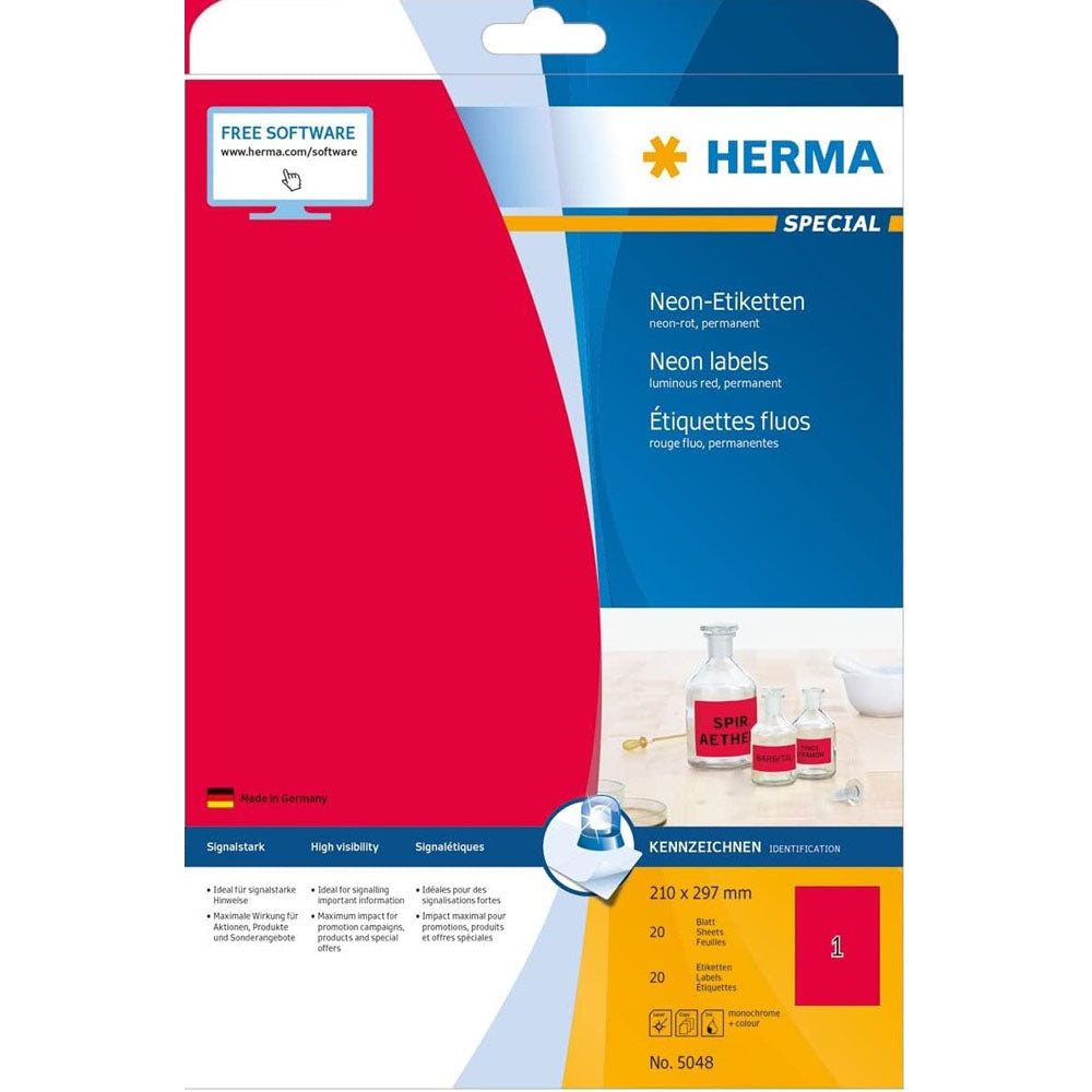 Herma lysende neonmærker A4 20pc (210x297mm)