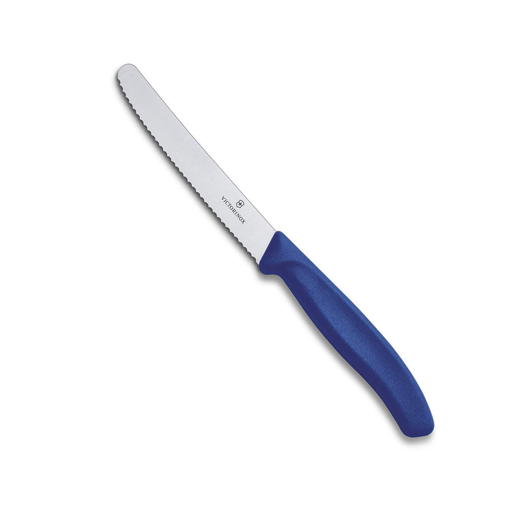 Spot rotondo classico bistecca seghettata e coltello a pomodoro (blu)