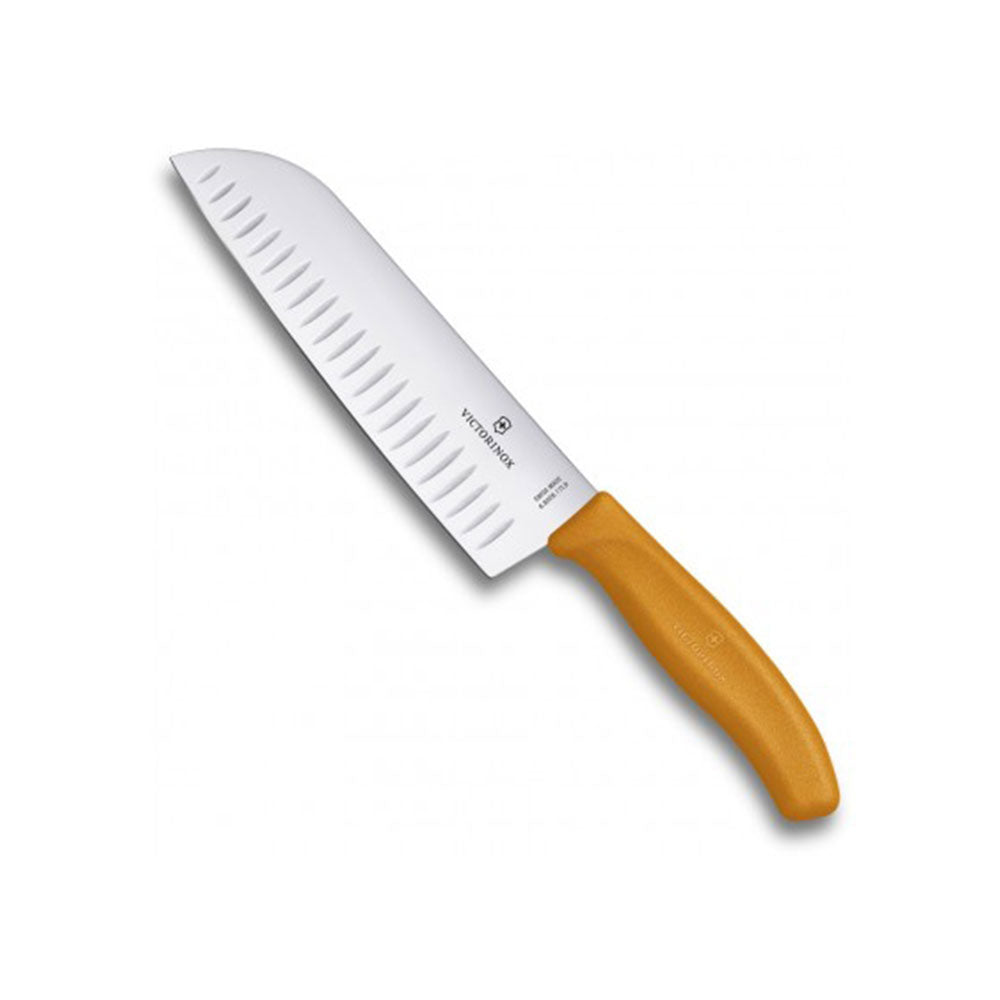 Klassiek gecanneleerde brede mes santoku mes blister 17 cm