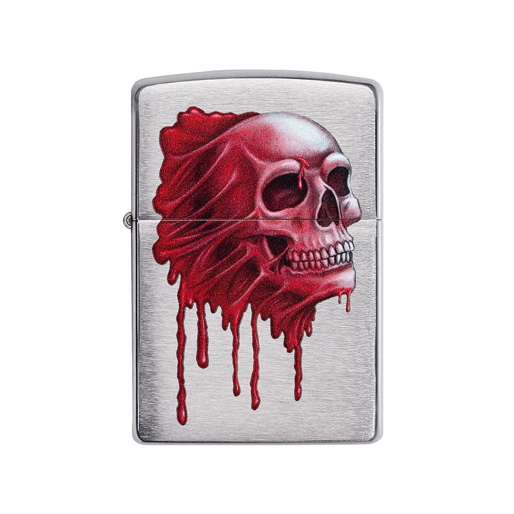 Diseño de cráneo de Zippo Rojo Encendido a prueba de viento