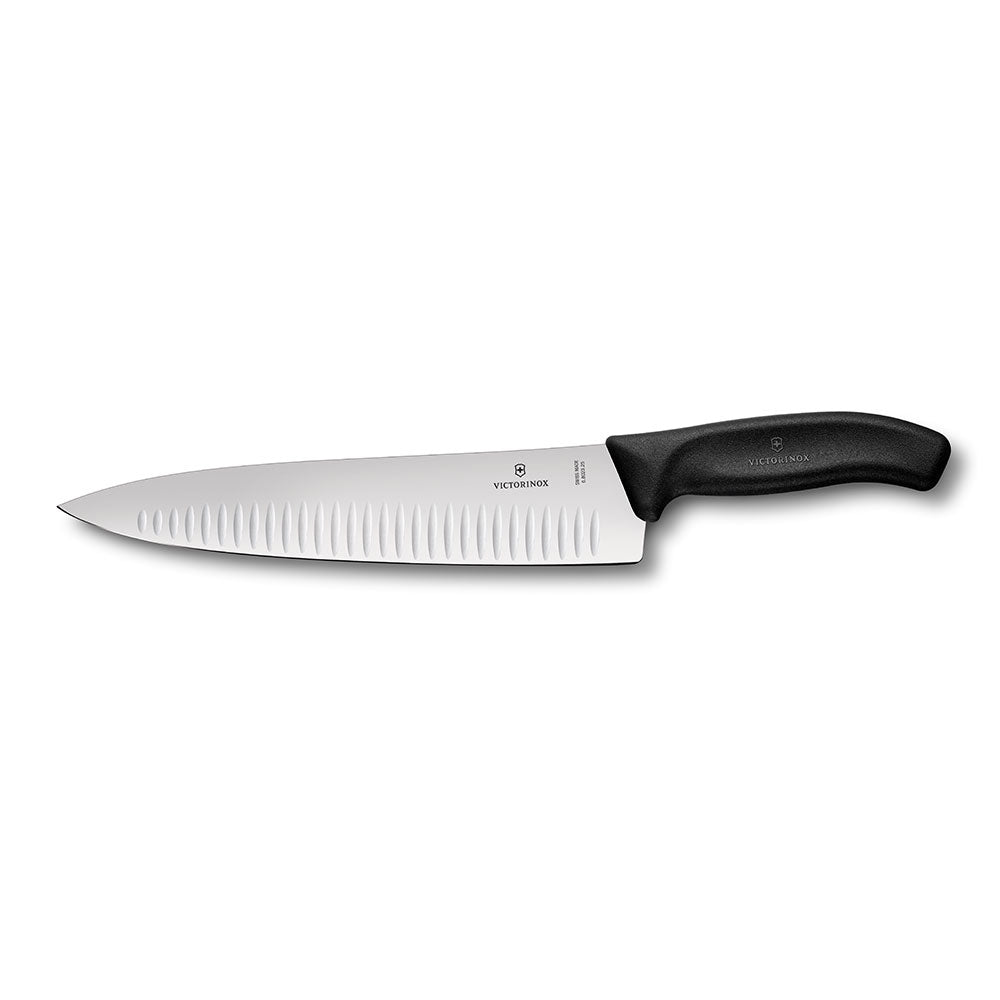 Klassisk räfflad snidkniv 25 cm (svart)