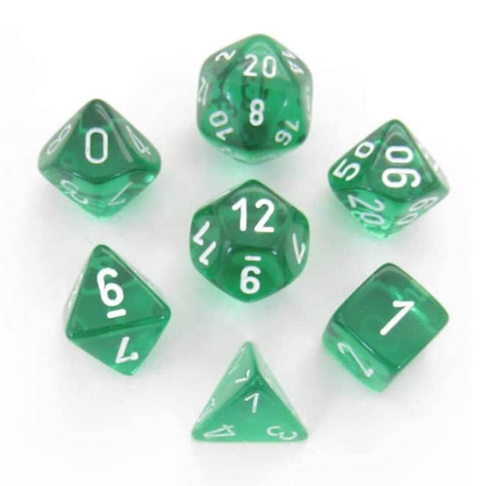 D7 Die Set Dice Translucent Poly (7 terninger)