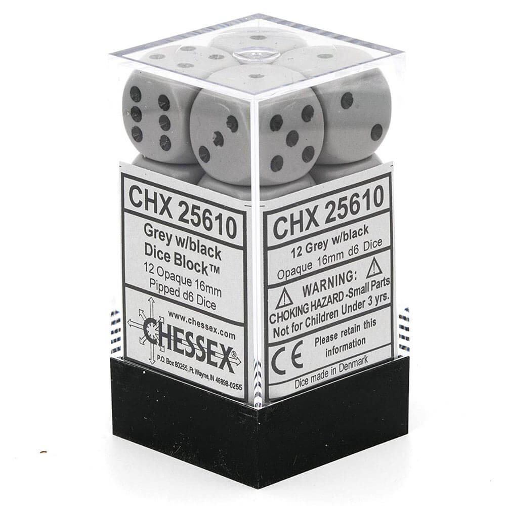 D6 DICE ONEAQUE 16 mm (12 dobbelstenen)