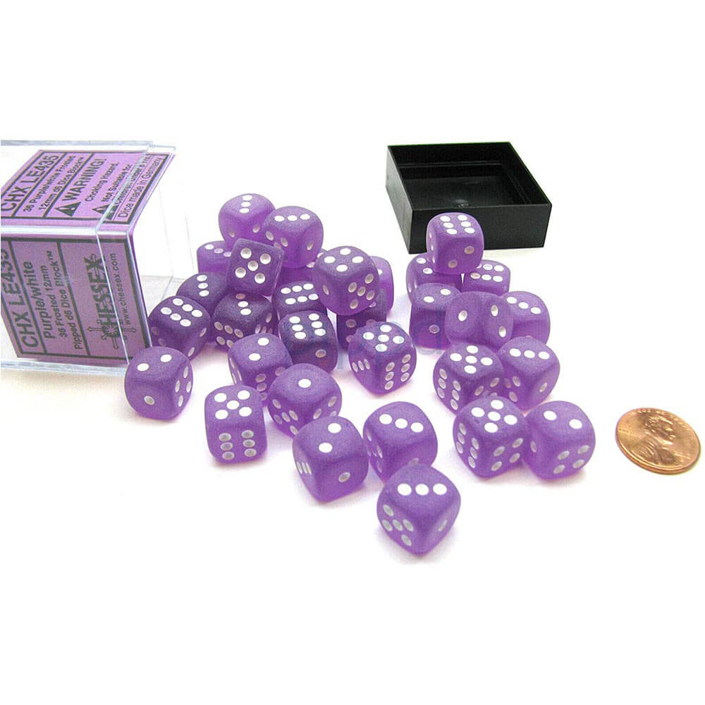 D6 DICE Frosted 12mm (36 tärningar)