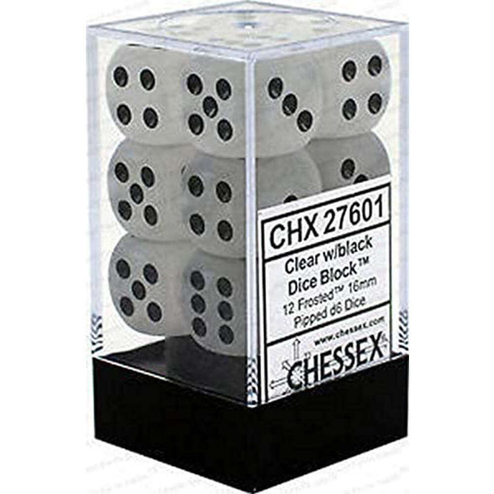 D6 Dice Grosted 16 mm (12 dés)