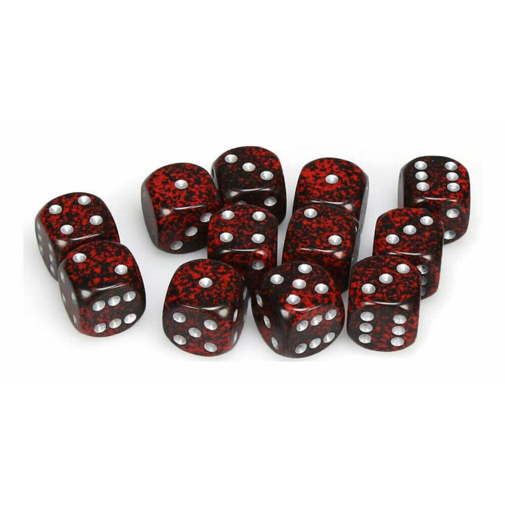 D6 dados moteados 16 mm (12 dados)