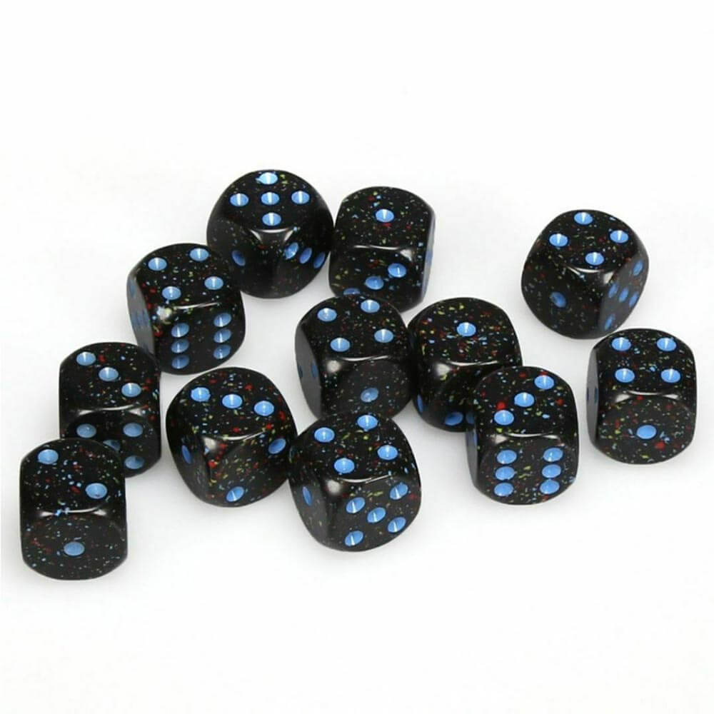 D6 Dice moucheté 16 mm (12 dés)