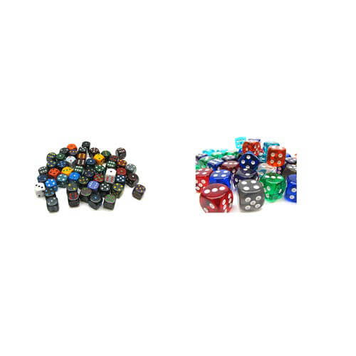 D6 Dice Assorted Loose 16mm (50 Dice)