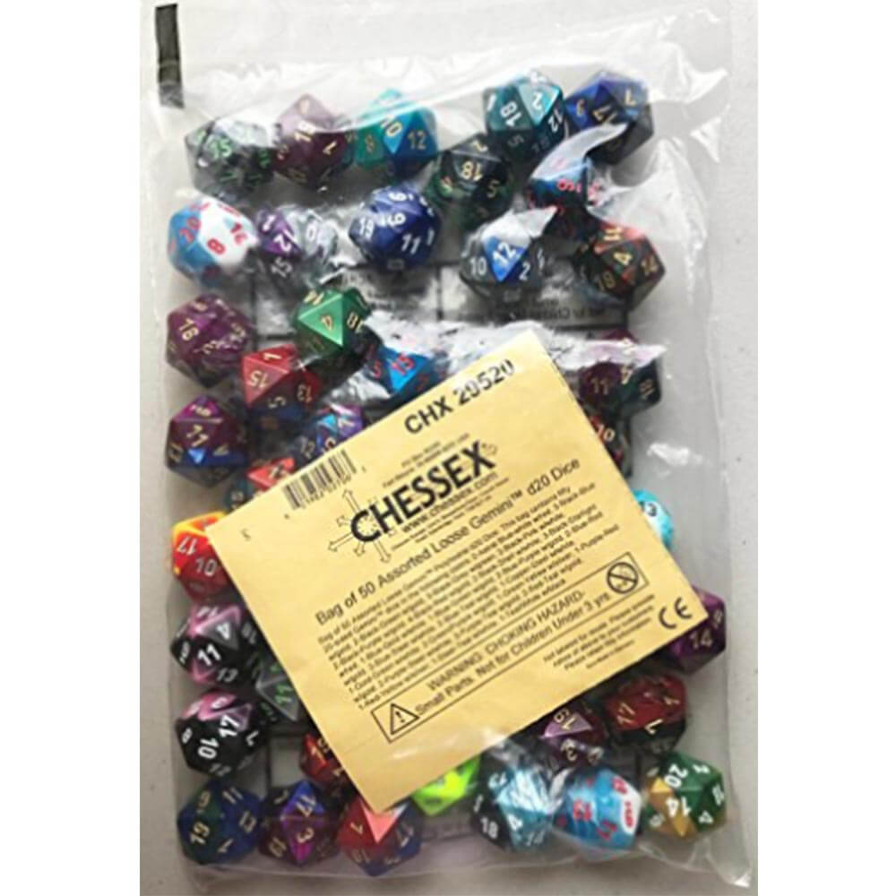 D20 Dice assorti polyédrique lâche (50 dés)